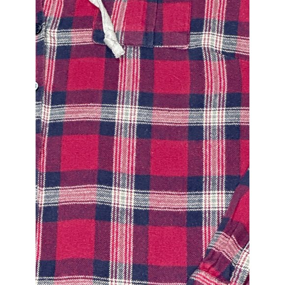 Paper Tee Buffalo Plaid Hoodie Shacket Womens Red Large Medium Weight Long Sleev - Picture 3 of 11